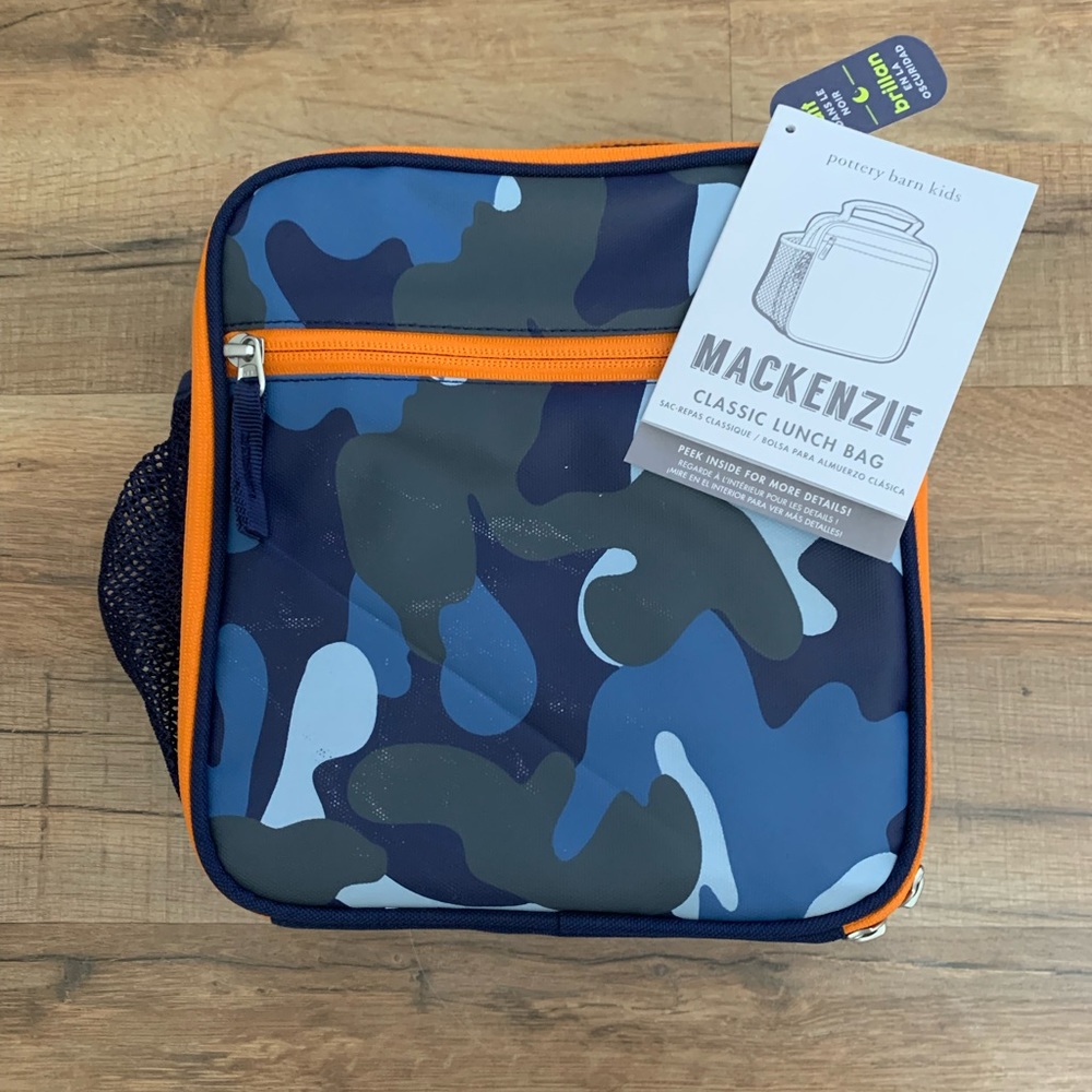 Pottery barn kids blue/ grey camo glow in the dark, classic Mackenzie lunch box